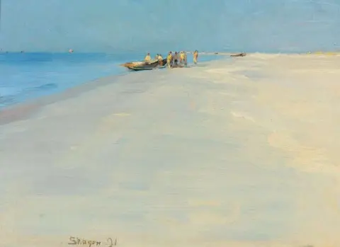 Pescadores en la playa de Skagen