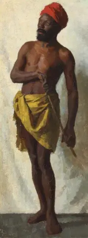 A Standing Man In The Studio Of Bonnat In Paris 1876