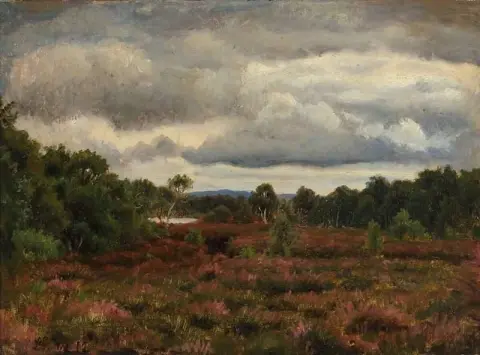 Blomstrende lyng nær en innsjø 1912