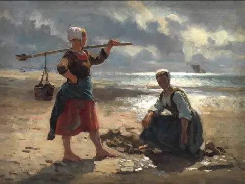 布列塔尼海滩上的两个年轻女子 1876