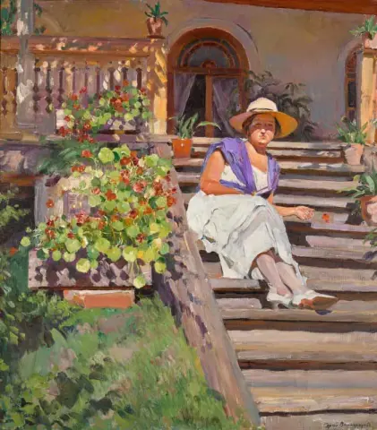 Woman Seated On Steps