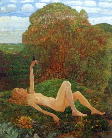 Retrato nu de Martha Vogeler com melro