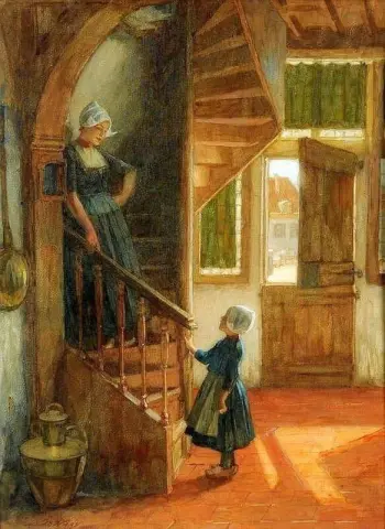 Madre E Bambino In Costume Con Scala A Chiocciola