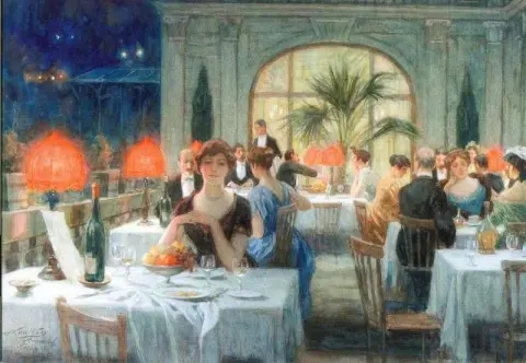 Serata all'Hotel Meranerhof intorno al 1920