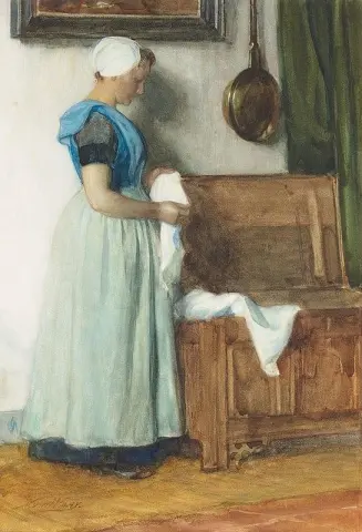 Donna In Costume Tradizionale Al Petto Coperta