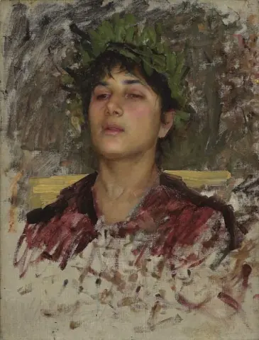 Studie über den Kopf eines jungen Mannes, möglicherweise für Narcissus Ende 1890