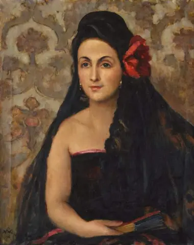 Portrett av Maria Skrzywan i spansk kostyme 1946