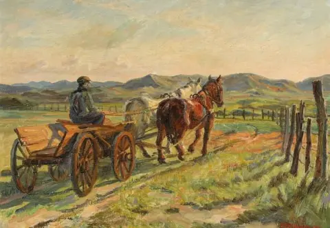斯卡恩附近荒野上的马车 1936