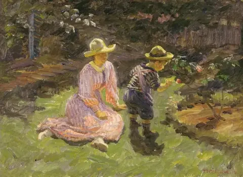 Kunstnerens Born I Haven Ved Hjemmet I Skagen 1916
