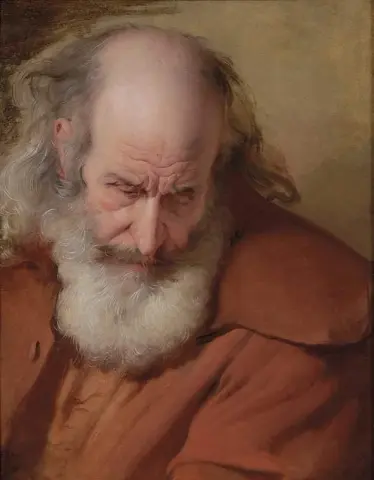Studie van het hoofd van John Stavely voor de oude man die rouwt om zijn kont, uit Laurence Sterne S Een sentimentele reis, ca. 1770