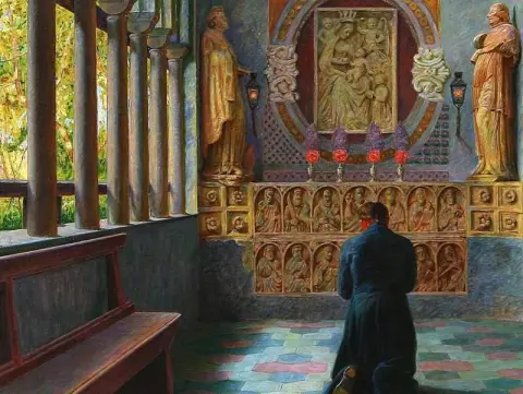 Knästående präst Amalfi-katedralen 1907