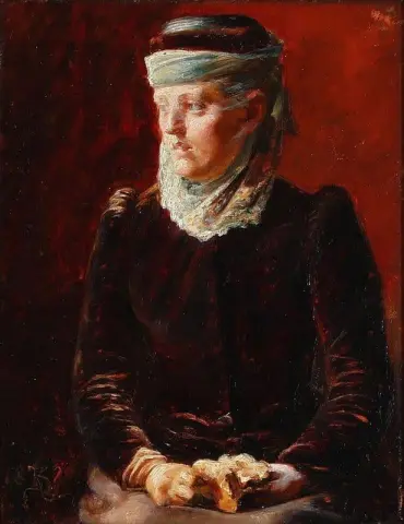 Ung kvinna med slöja Mrs. Bodil Wilhjelm Nee Zahrtmann