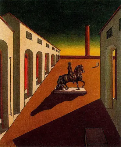 Praça italiana com estátua equestre