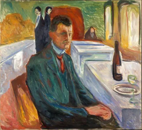 Autoritratto con una bottiglia di vino 1906