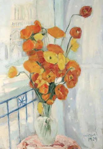 Boeket klaprozen voor de Notre-Dame, 1929