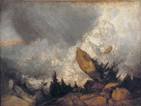 The fall of an avalanche in Graubünden