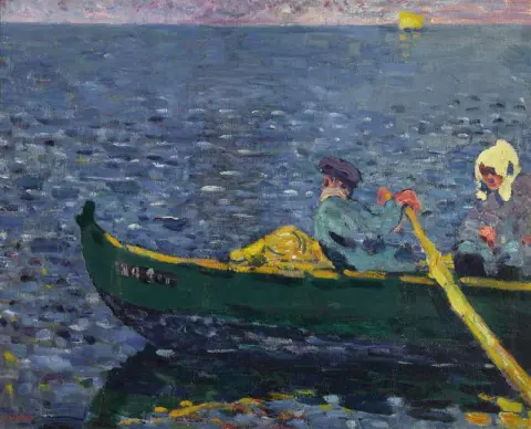 Fisker i Pinasse-båt på Arcachon-bassenget 1895-96