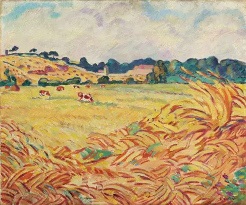 Kyr på et felt i Normandie ca. 1922