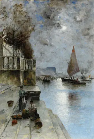 "Molo veneziano al chiaro di luna - 1882"